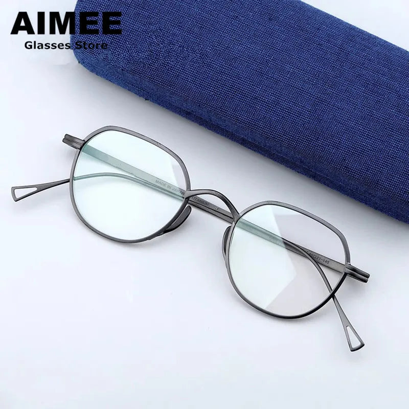 Aimee Unisex Full Rim Flat Top Oval Titanium Eyeglasses 141301 Full Rim Aimee   