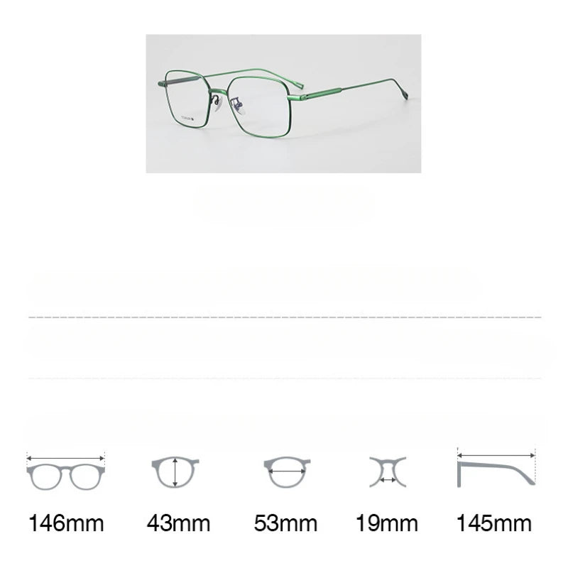 Hewei Unisex Full Rim Square Titanium Eyeglasses 14001 Full Rim Hewei   