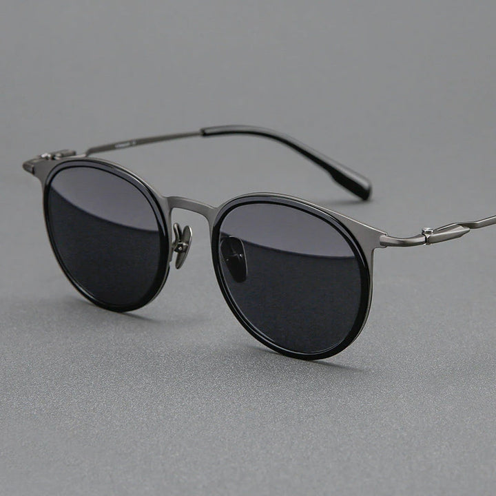 Blackmask Unisex Full Rim Round Titanium Polarized Sunglasses BM-0056S