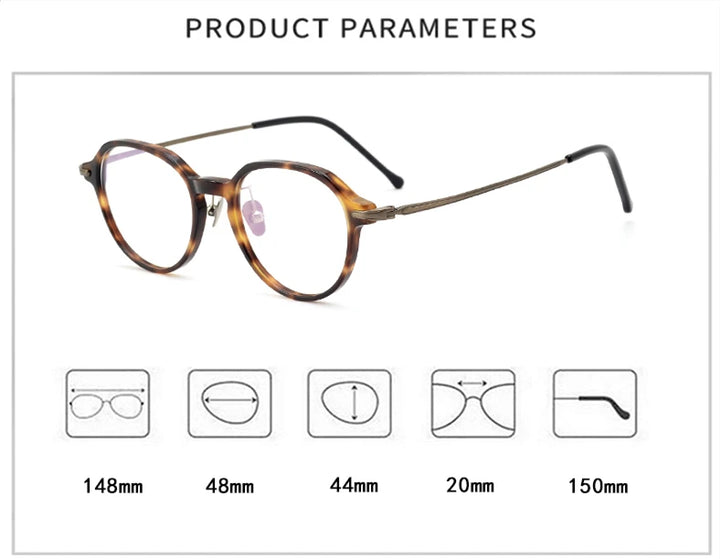 Black Mask Unisex Full Rim Flat Top Oval Titanium Acetate Eyeglasses 19834