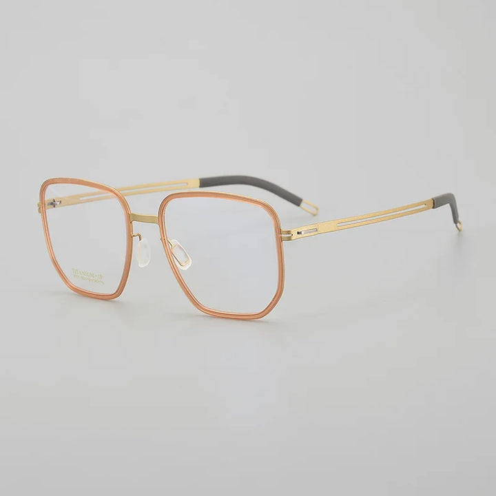 Hewei Unisex Full Rim Square Titanium Acetate Eyeglasses 8101 Full Rim Hewei orange  