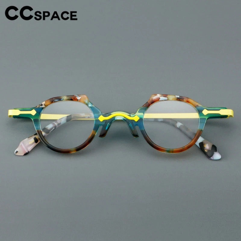 CCspace Women's Full Rim Irregular Round Acetate Eyeglasses 302177 Full Rim CCspace   