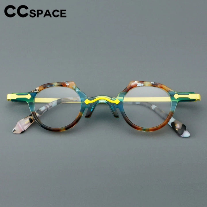 CCspace Women's Full Rim Irregular Round Acetate Eyeglasses 302177 Full Rim CCspace   