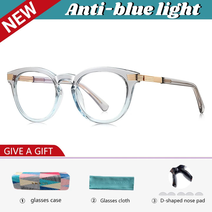 Vicky Unisex Full Rim Round TR90 Blue Light Prescription Eyeglasses PFD2329 - view 12
