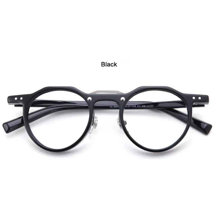 Aror Unisex Full Rim Flat Top Oval Double Bridge Acetate Titanium Eyeglasses 56498 Full Rim Aror 1