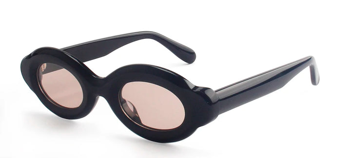Esnbie Unisex Full Rim Oval Frosted Thick Acetate Sunglasses 240321