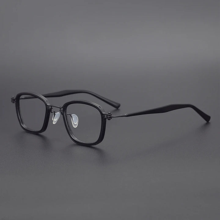 Black Mask Unisex Full Rim Square Titanium Acetate Eyeglasses Sc19 Full Rim Black Mask Black  