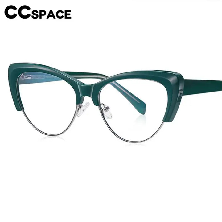 CCspace Unisex Full Rim Square Cat Eye Tr 90 Titanium Eyeglasses 57455 Full Rim CCSpace   