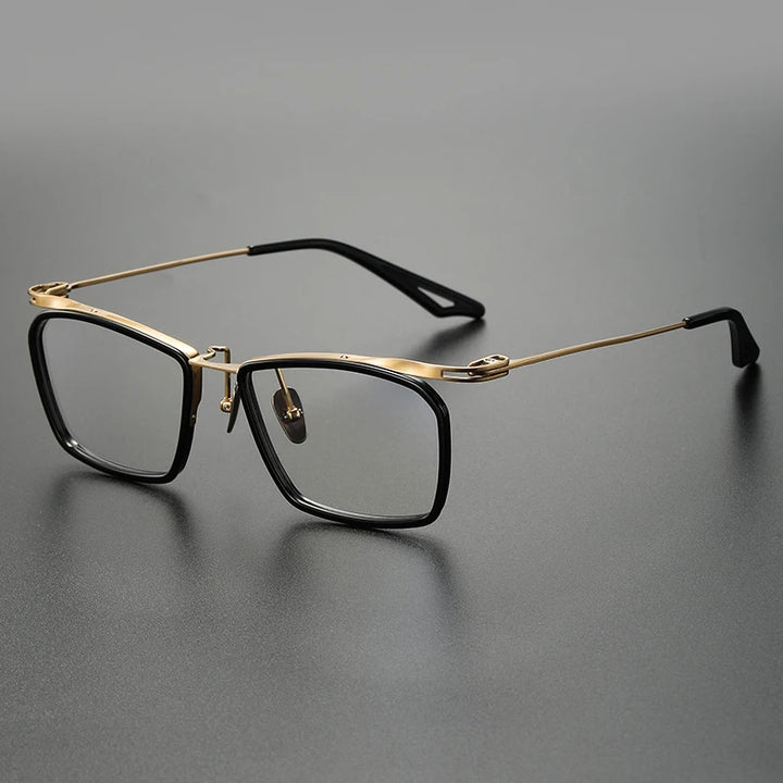 Aimee Unisex Full Rim Square Brow Line Titanium Tr 90 Eyeglasses 1955 Full Rim Aimee Black-Golden  