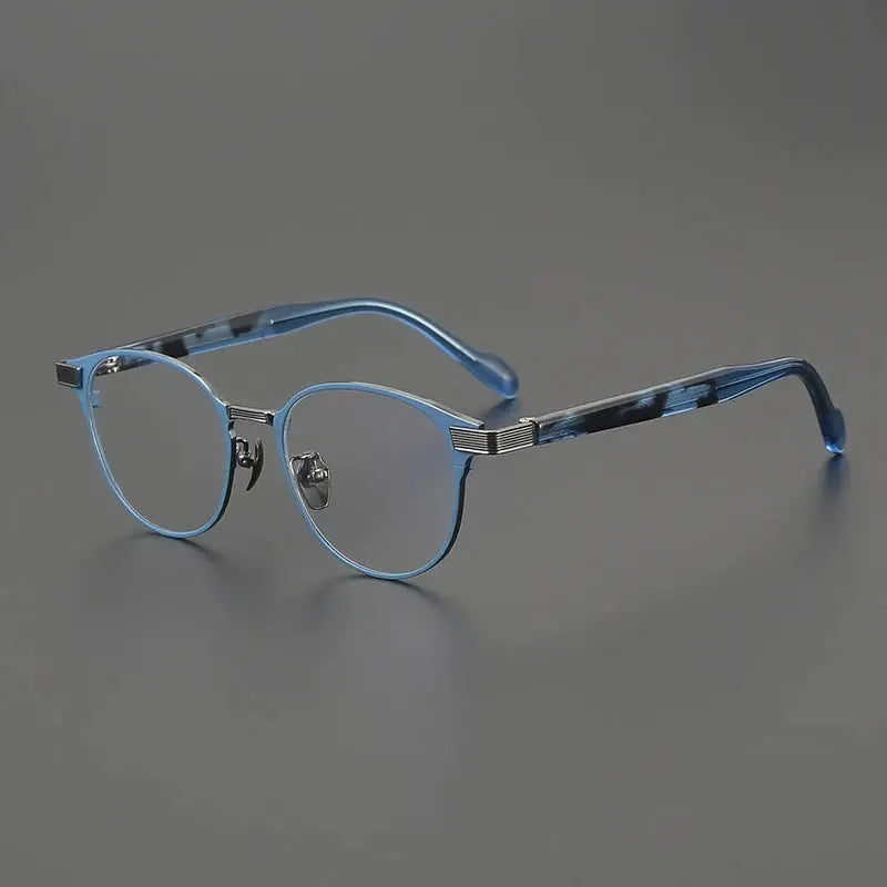 Gatenac Unisex Full Rim Oval Square Titanium Eyeglasses 190073 FuzWeb