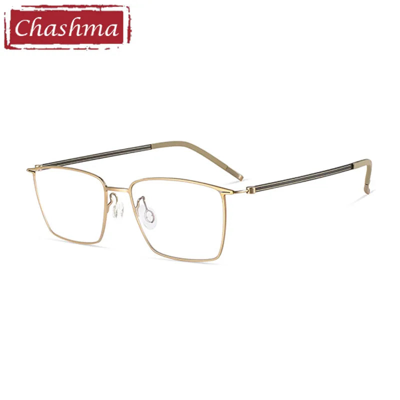 Chashma Ottica Men's Full Rim Square Titanium Screwless Eyeglasses 7243 Full Rim Chashma Ottica Light Gold  