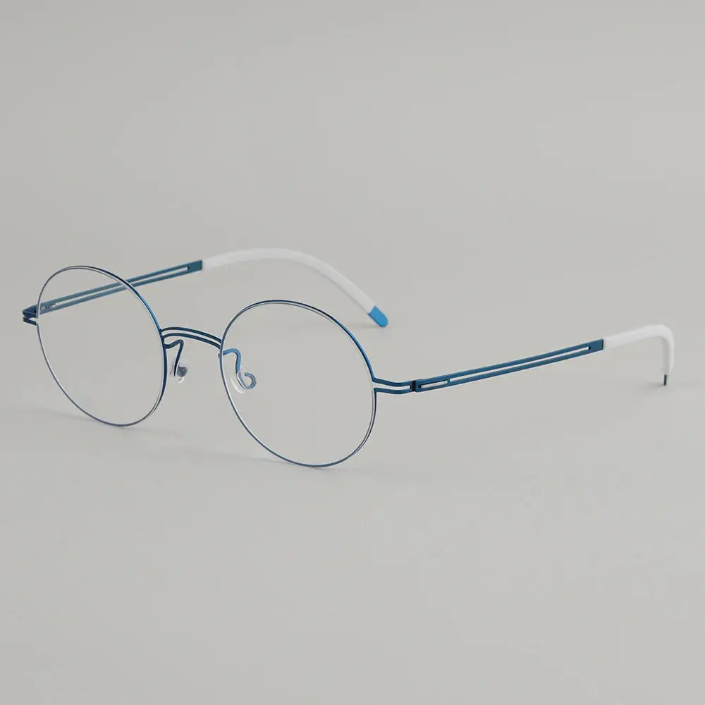Bobbie 470100 Unisex Screwless Full Rim Round Titanium Frames FuzWeb