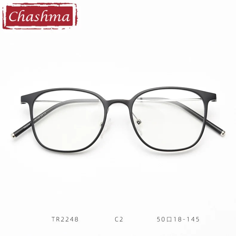 Chashma Women's Full Rim Square Tr 90 Titanium Eyeglasses 92248 Full Rim Chashma Matte Black