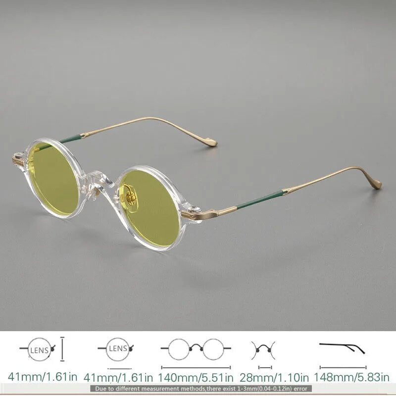 Yujo Unisex Full Rim Round Titanium Acetate Polarized Sunglasses 4128B Full Rim Yujo   
