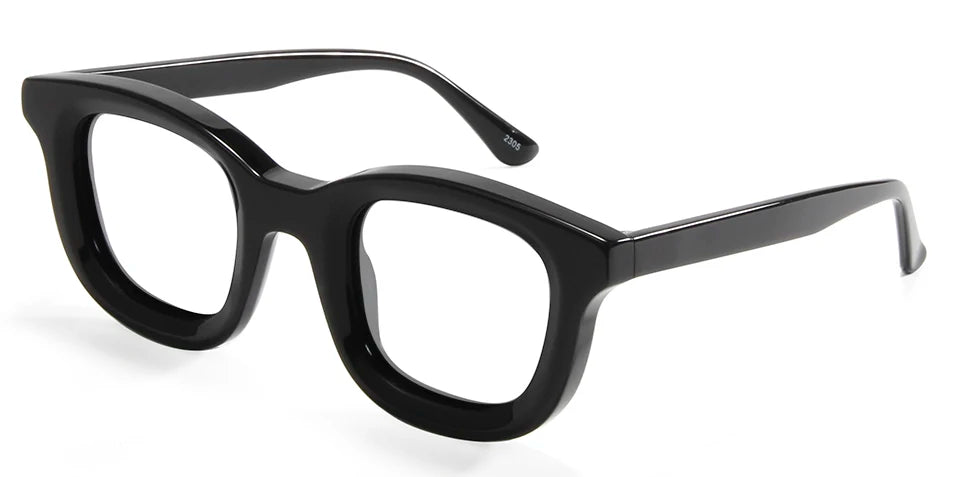 Esnbie Unisex Full Rim Round Square Thick Acetate Eyeglasses 23004