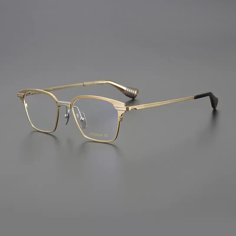 Gatenac Unisex Full Rim Square Titanium Eyeglasses Gxyj1085 Full Rim Gatenac Gold  
