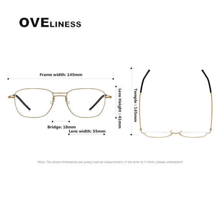 Oveliness Unisex Full Rim Square Double Bridge Titanium Eyeglasses O5524 Full Rim Oveliness   