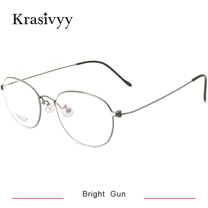 Krasivyy Mens Full Rim Oval Titanium Eyeglasses Kr7285 Full Rim Krasivyy Bright Gun  