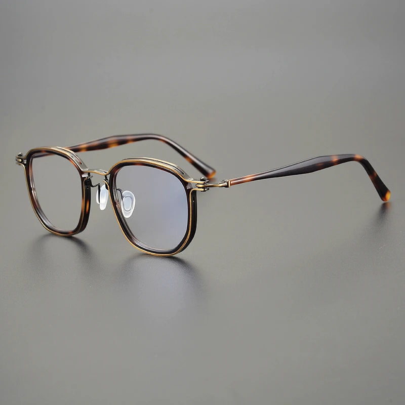 Black Mask Unisex Full Rim Big Square Titanium Acetate Eyeglasses 25865