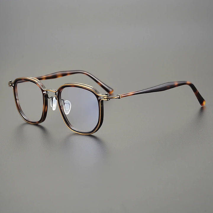 Black Mask Unisex Full Rim Big Square Titanium Acetate Eyeglasses 25865