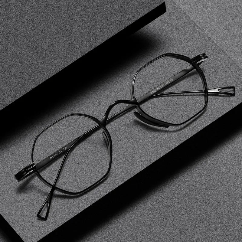 Kocolior Unisex Full Rim Small Polygon Titanium Hyperopic Reading Glasses K152 Reading Glasses Kocolior   