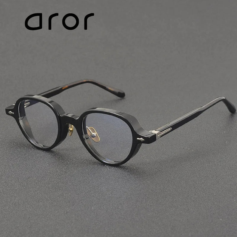 Aror Men's Full Rim Oval Round Acetate Titanium Eyeglasses 396158