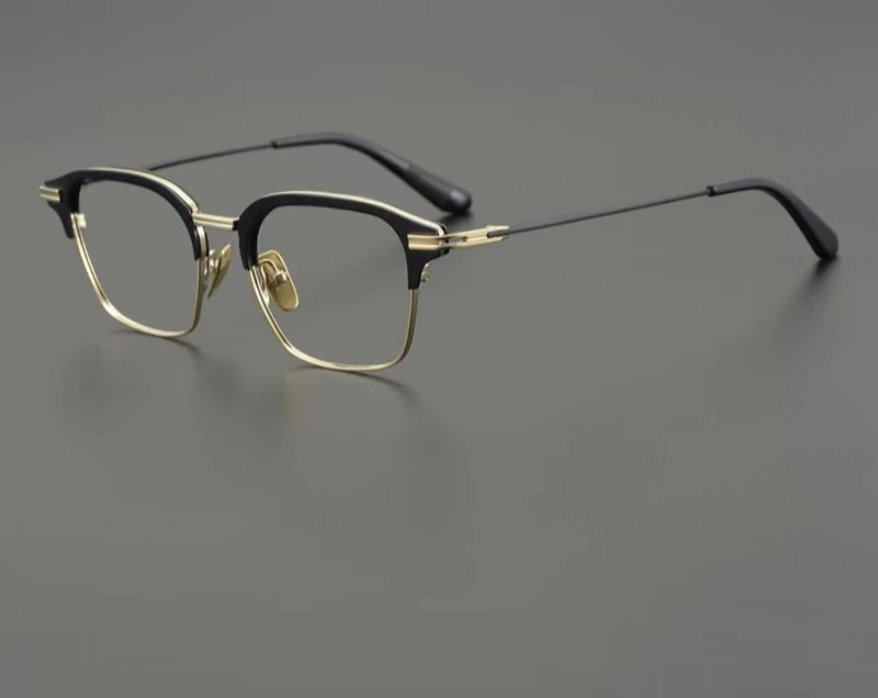 Aimee Men's Full Rim Square Titanium Acetate Eyeglasses 4142 Full Rim Aimee Khaki  