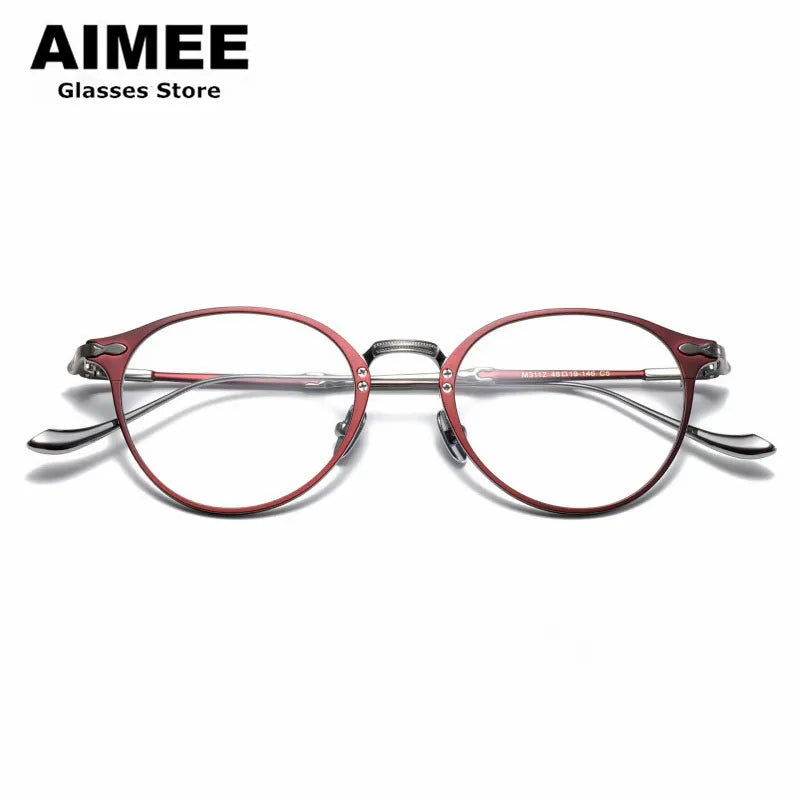 Aimee Unisex Full Rim Oval Round Titanium Eyeglasses 3112 Full Rim Aimee   