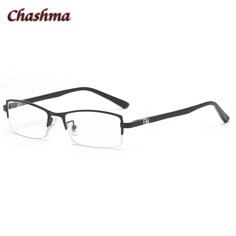 Chashma Ochki Men's Semi Rim Square Alloy Eyeglasses 9036 Semi Rim Chashma Ochki Black  