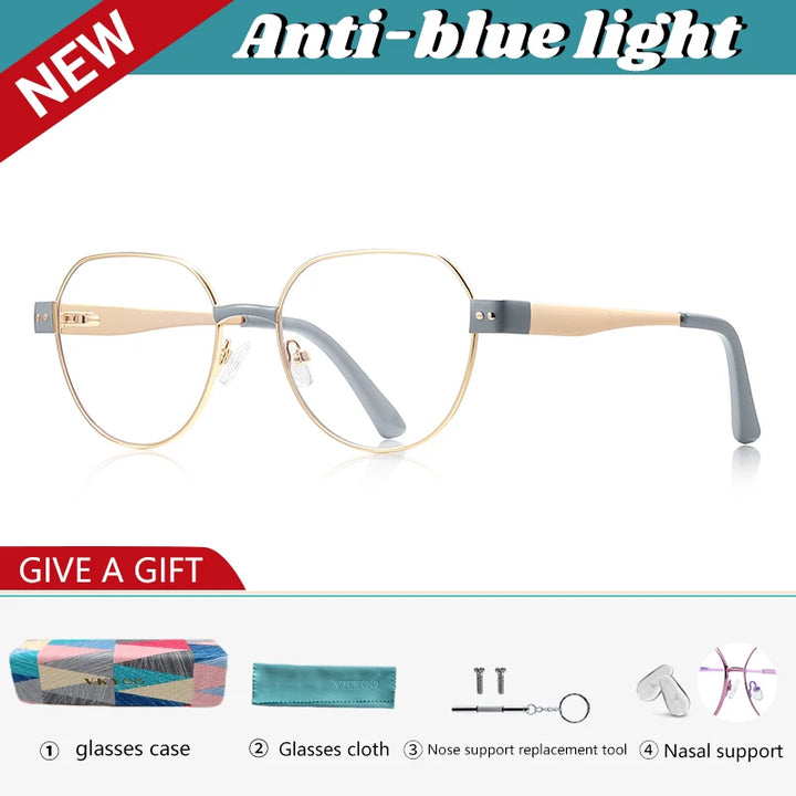 Vicky Women's Full Rim Flat Top Oval Alloy Tr 90 Reading Glasses 513174