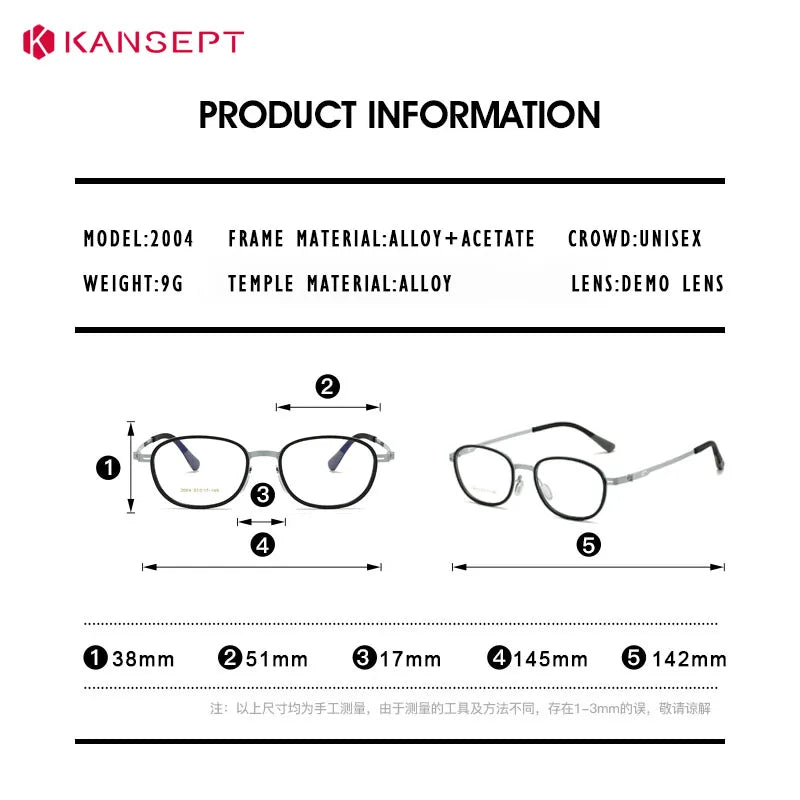 Kansept Unisex Full Rim Oval Round Steel Reading Glasses 72004