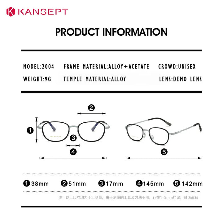 Kansept Unisex Full Rim Oval Round Steel Reading Glasses 72004