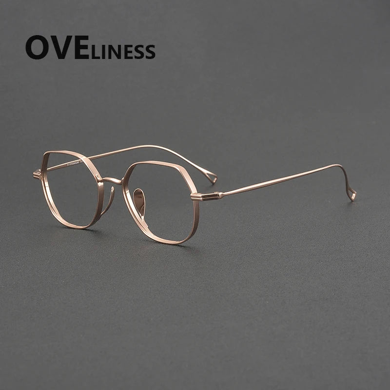 Oveliness Unisex Full Rim Square Polygon Titanium Eyeglasses 643001