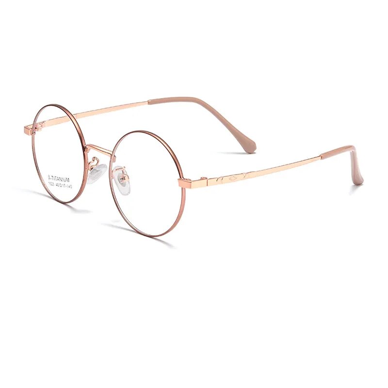 Yimaruili Unisex Full Rim Small Round Alloy Eyeglasses 1023th Full Rim Yimaruili Eyeglasses Coffee Rose Gold  