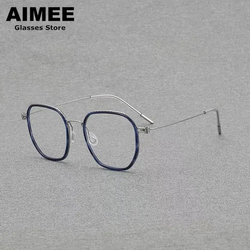 Aimee LIN808094  Full Rim Acetate & Screwless Titanium Square Frames FuzWeb
