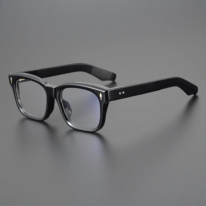 Black Mask Unisex Full Rim Square Acetate Eyeglasses 14846 Full Rim Black Mask Black  