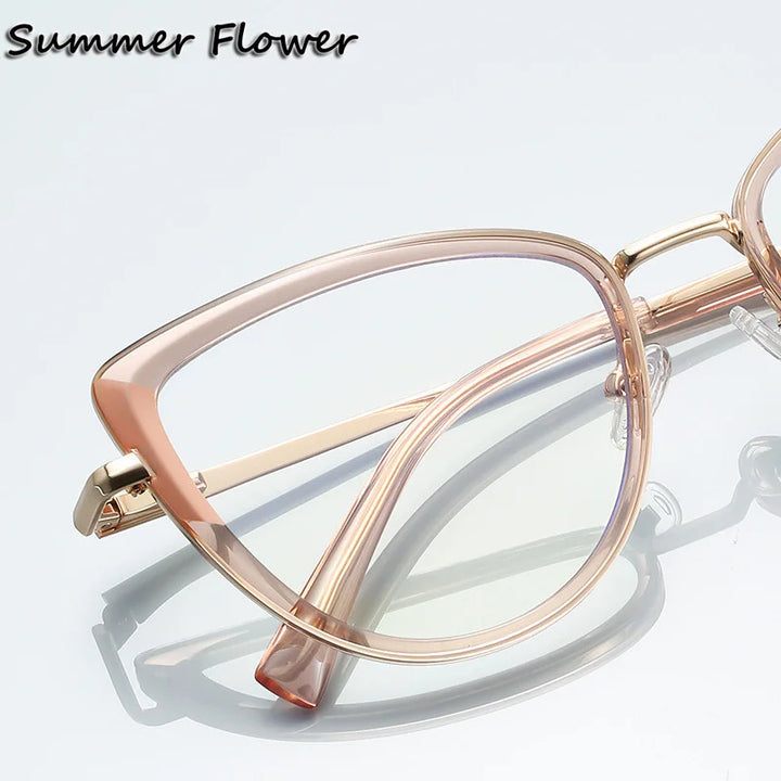 Summer Flower Women's Full Rim Cat Eye Tr 90 Titanium Eyeglasses 31274