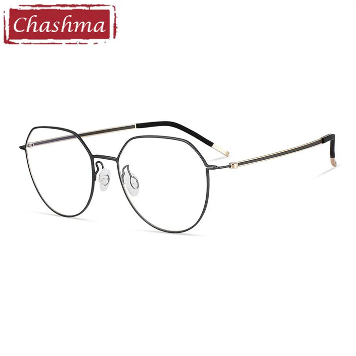 Chashma Ottica Women's Full Rim Flat Top Round Titanium Eyeglasses 7241 Full Rim Chashma Ottica   