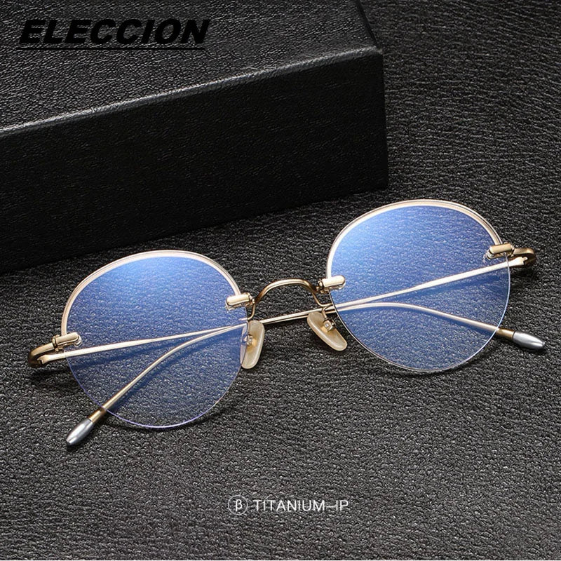 Eleccion Unisex Semi Rim Round Titanium Eyeglasses 5921