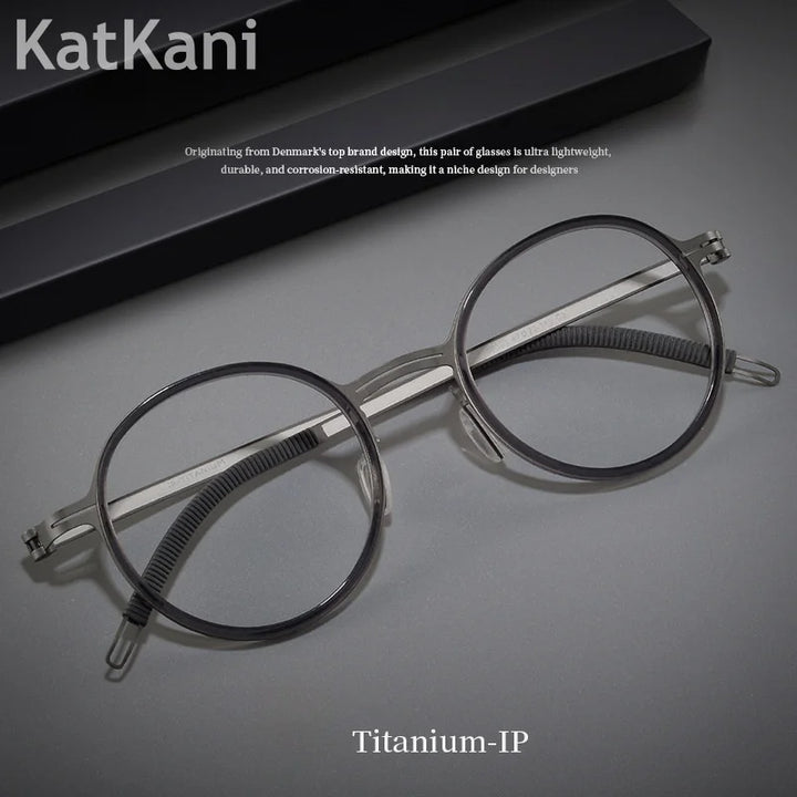 KatKani Women's Full Rim Round Titanium Acetate Eyeglasses 98383 Full Rim KatKani Eyeglasses   