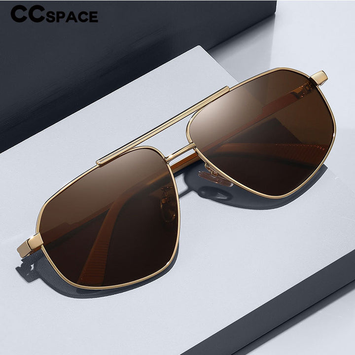 CCSpace Unisex Full Rim Square Double Bridge Alloy Polarized Sunglasses 56278 Sunglasses CCspace Sunglasses   