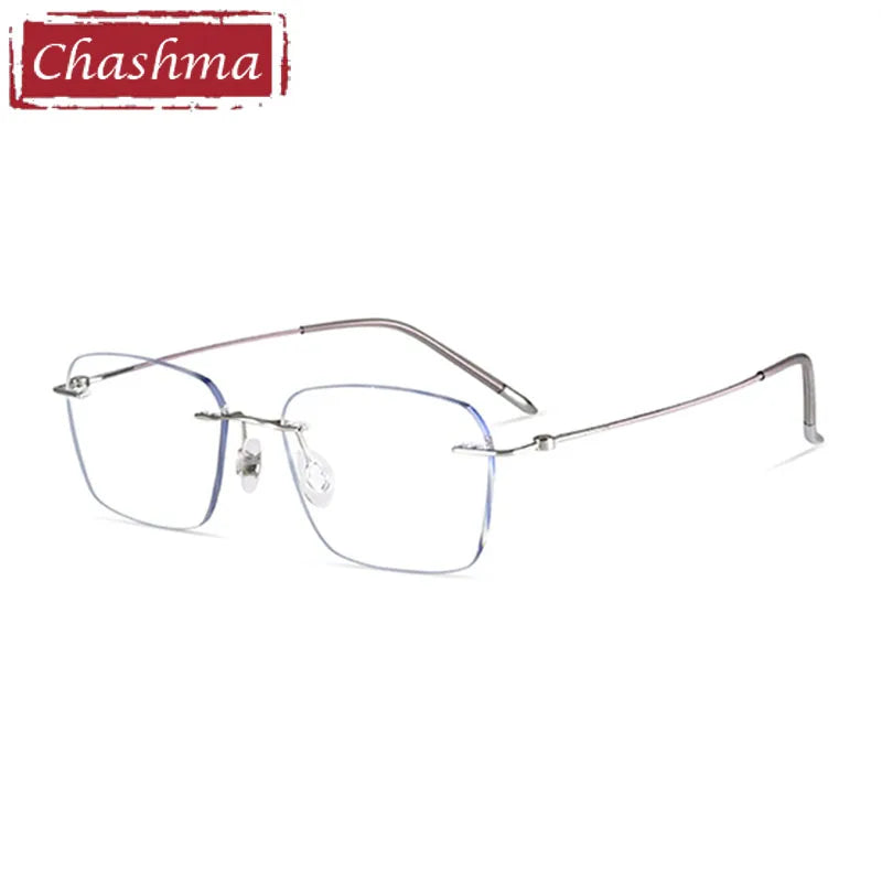 Chashma Ottica Women's Rimless Square Titanium Screwless Eyeglasses 7261 Rimless Chashma Ottica Silver Purple  