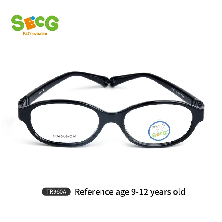 Secg Unisex Children's Full Rim Square Tr 90 Silicone Eyeglasses 8690 Full Rim Secg TR960A TC1 BLACK  