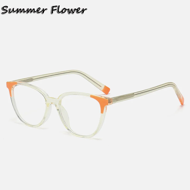 Summer Flower Women's Full Rim Cat Eye Tr 90 Titanium Eyeglasses 35009