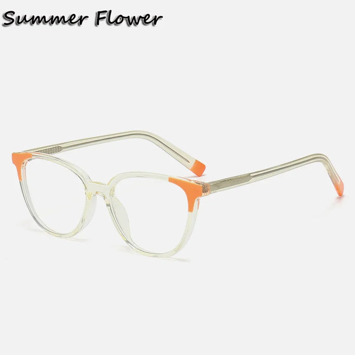 Summer Flower Women's Full Rim Cat Eye Tr 90 Titanium Eyeglasses 35009