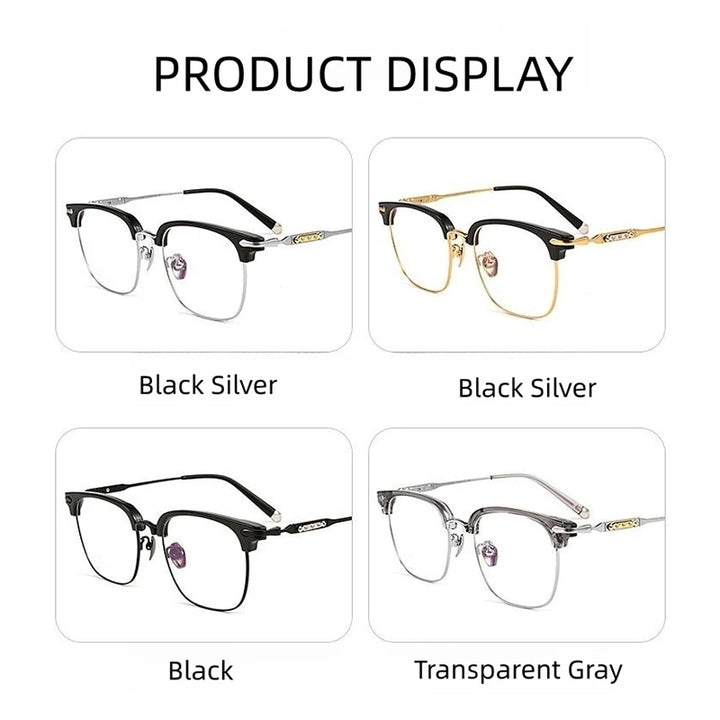 Hdcrafter Men's Full Rim Square Titanium Acetate Eyeglasses J0063t Full Rim Hdcrafter Eyeglasses   