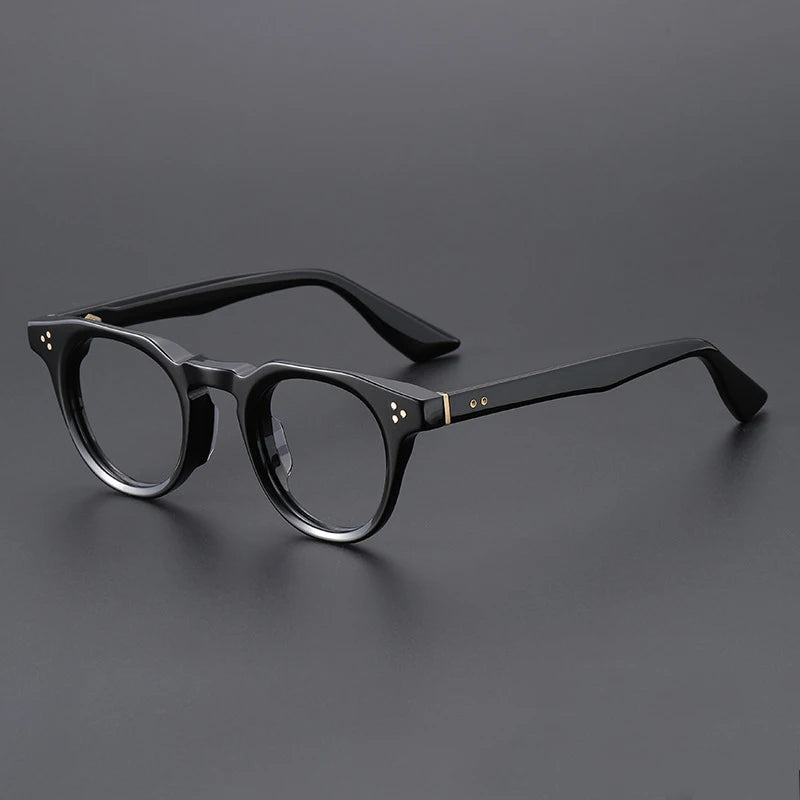 Black Mask Unisex Full Rim Round Brow Line Acetate Eyeglasses 655008