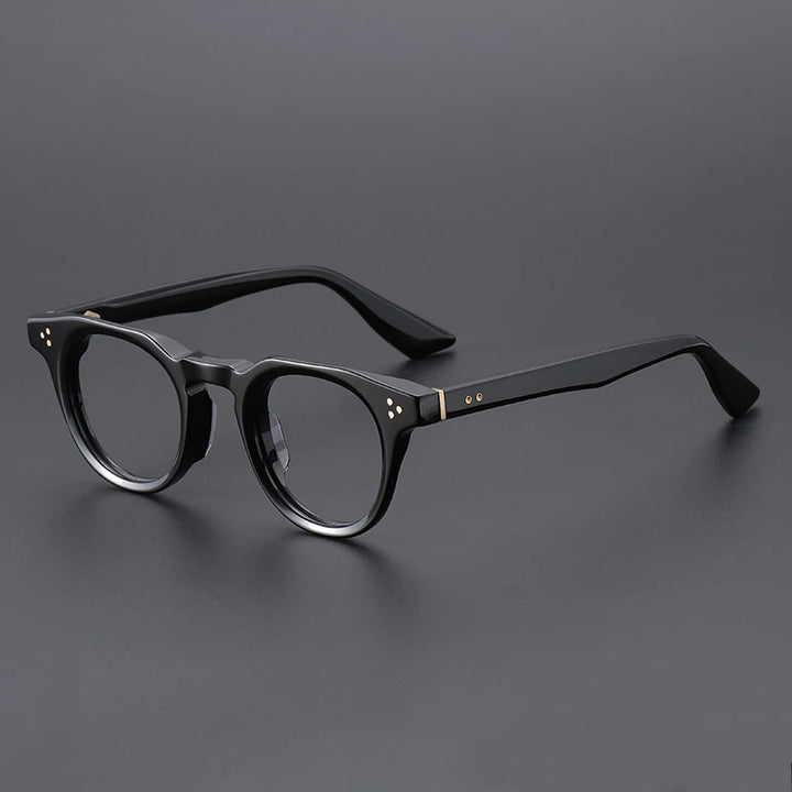 Black Mask Unisex Full Rim Round Brow Line Acetate Eyeglasses 655008