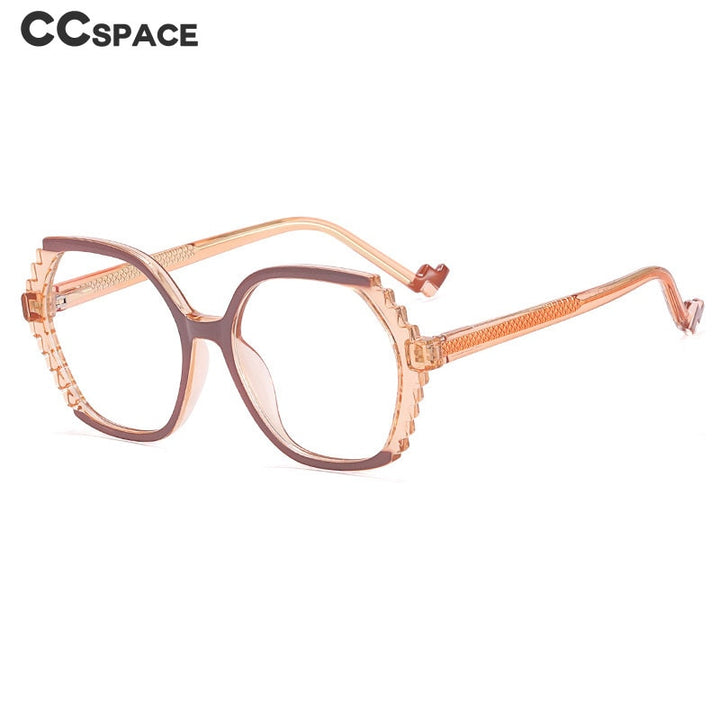 CCSpace Women's Full Rim Round Tr 90 Titanium Eyeglasses 56484 Full Rim CCspace   