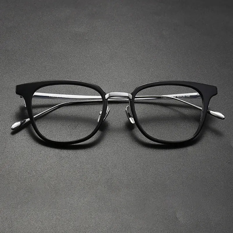 Gatenac Unisex Full Rim Square Acetate Titanium Eyeglasses 679903 FuzWeb